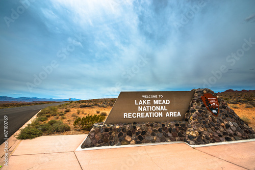 Lake Mead National Recreation Area entrance sign photo