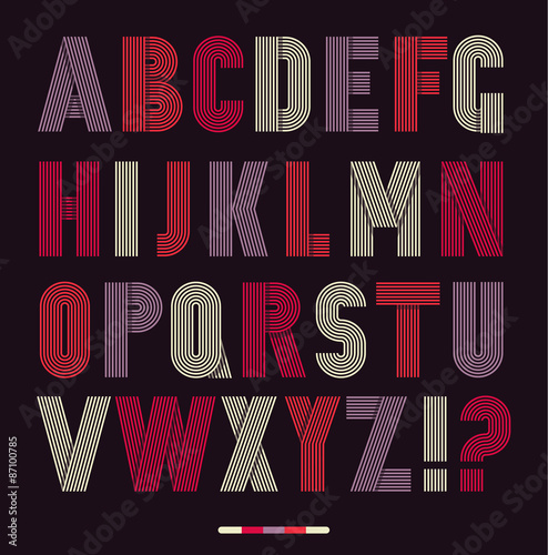 Retro stripes funky fonts set