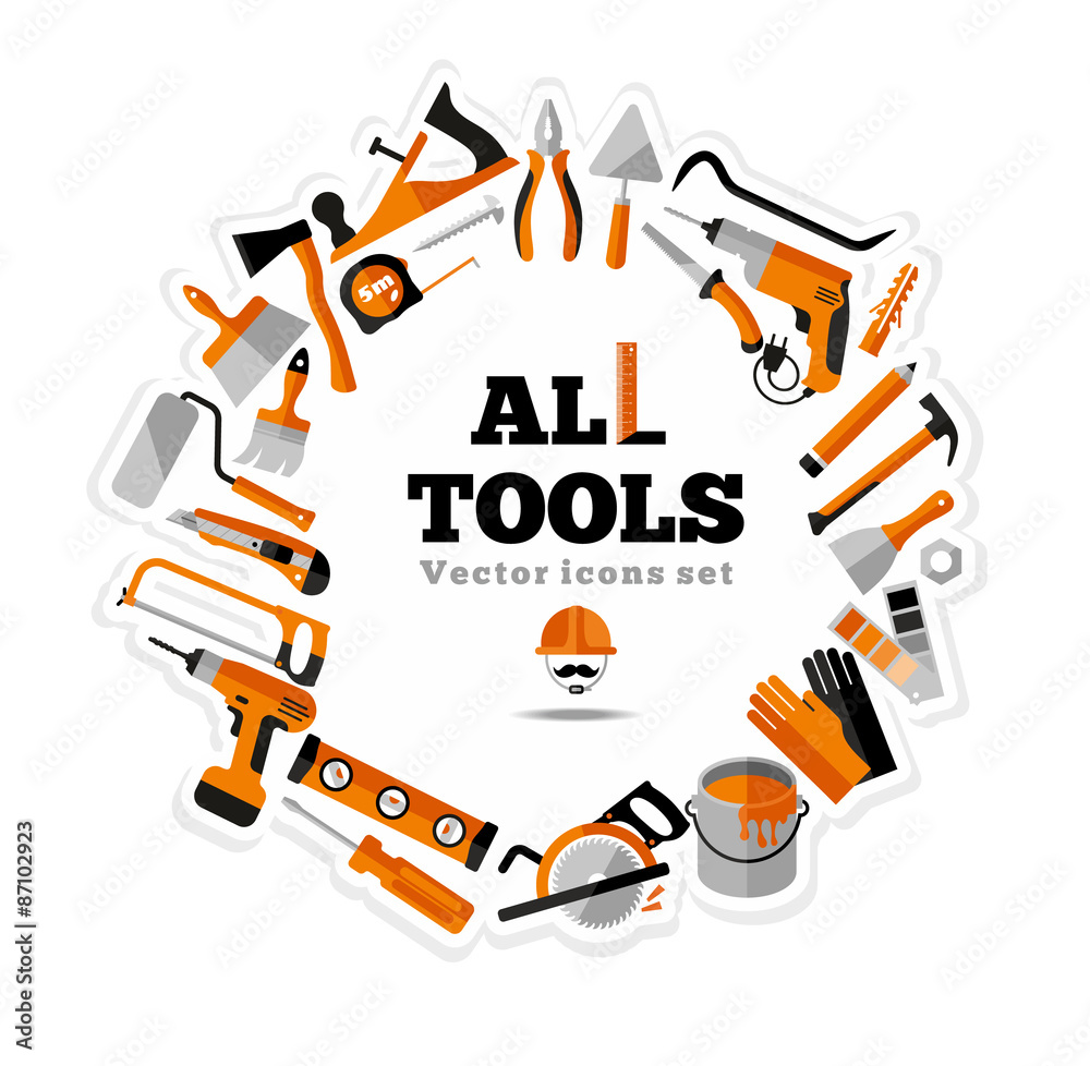 Buildings tools icons set. Flat design symbols. Buildings tools icons set. Flat design symbols.