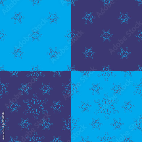 4 seamless snowflake patterns