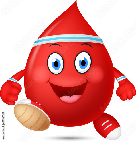 Happy blood cartoon running 