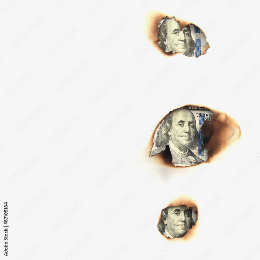 burning dollar bill burning dollar bill