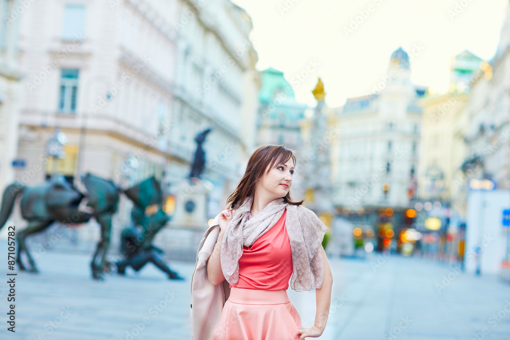 Fototapeta premium Beautiful young tourist in Vienna