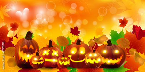 ハロウィン　かぼちゃ　もみじ