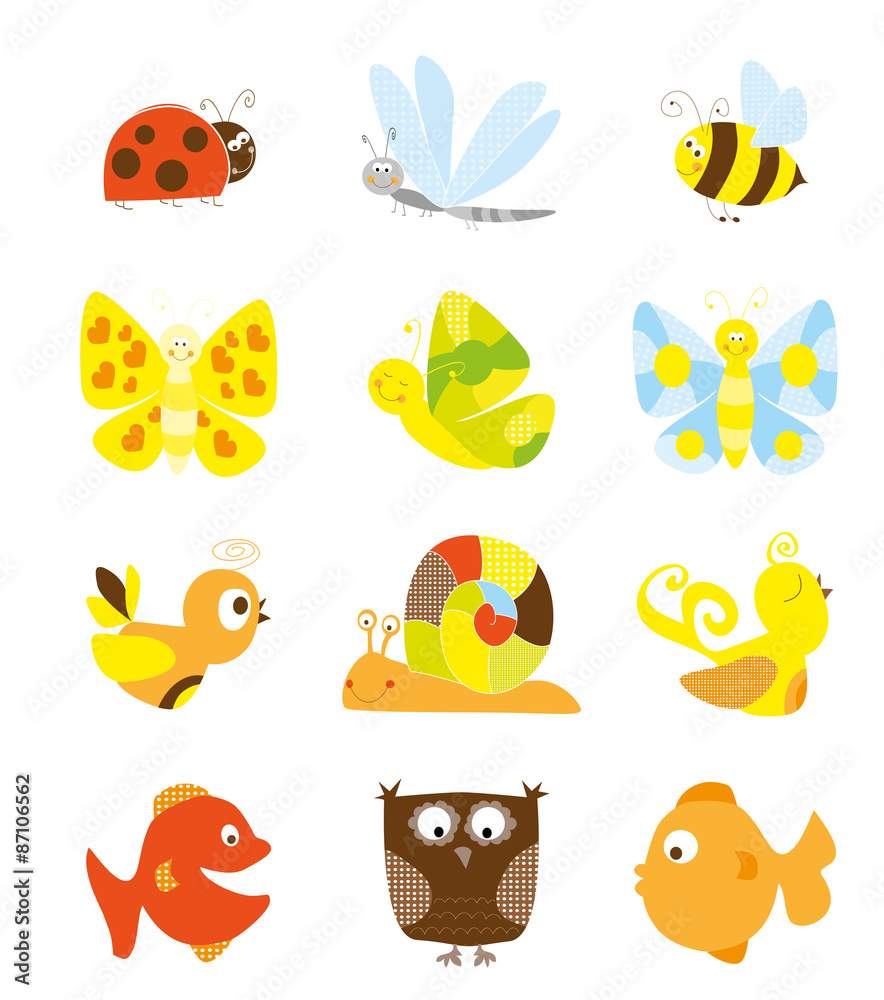 set of cute little creatures - vectors for children