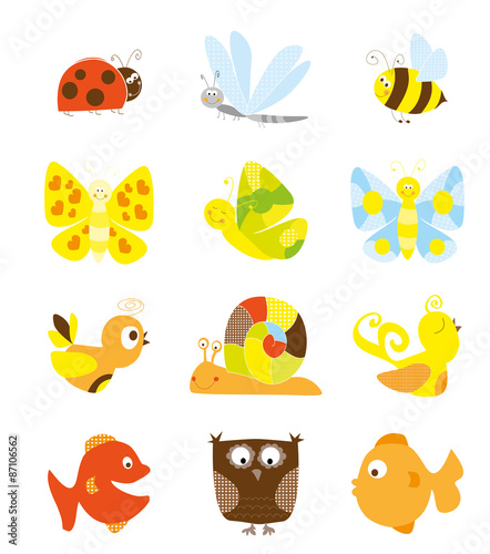 Obraz na płótnie set of cute little creatures - vectors for children w salonie