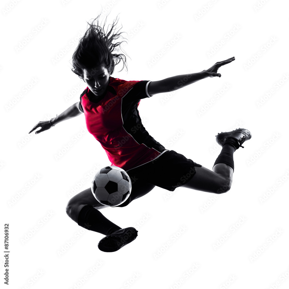 Fototapeta premium woman soccer player isolated silhouette