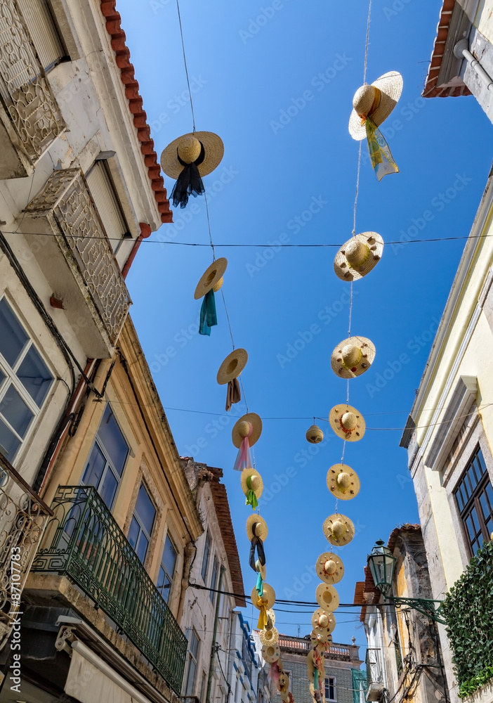 City Streets Decorated with Straw Hats