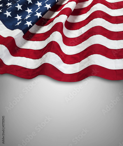 American flag. Copy space