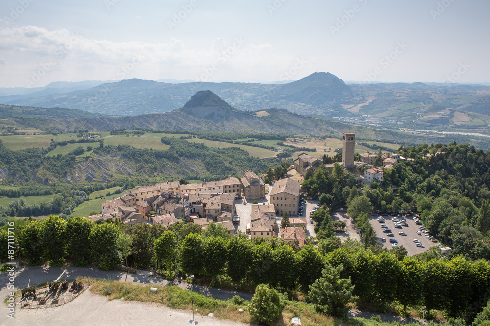 Village seen from the fortress of San Leo – Italy