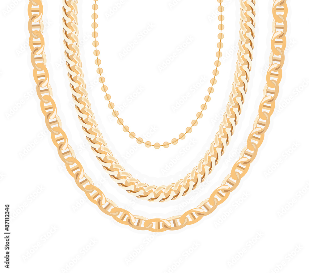 Gold Chain Jewelry. Vector Illustration. Gold Chain Jewelry. Vector Illustration.