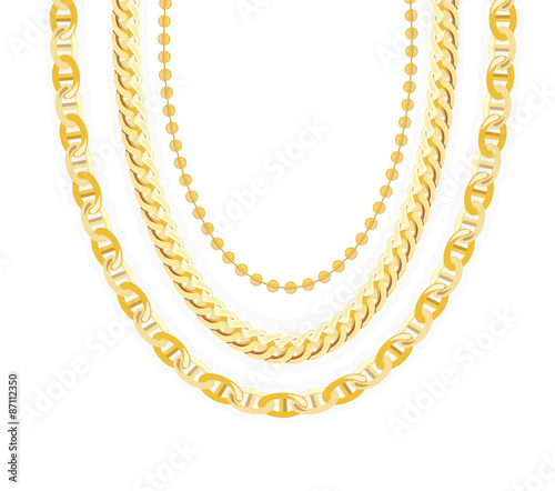 Gold Chain Jewelry. Vector Illustration.