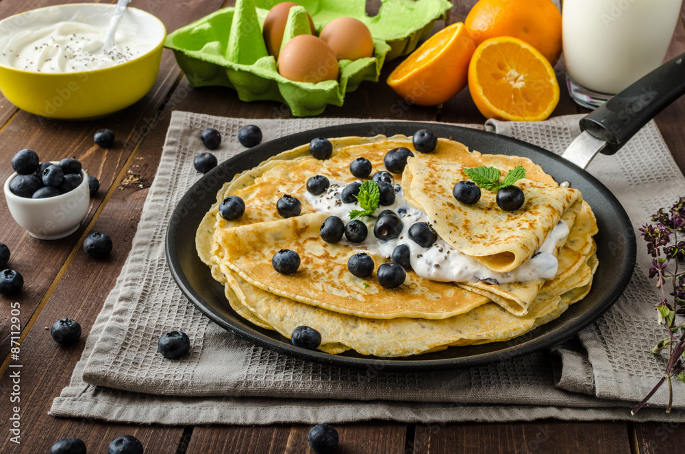 Healthy chia pancakes with blueberries Healthy chia pancakes with blueberries