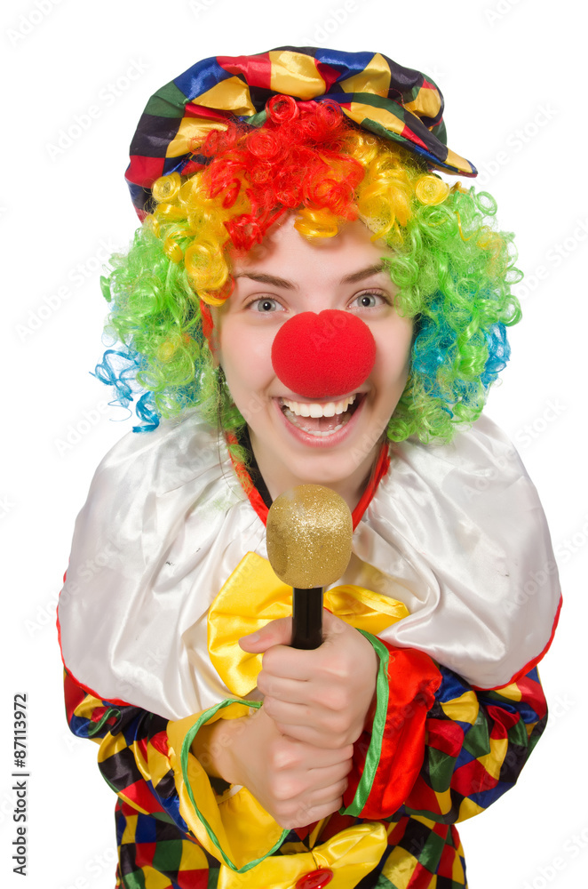 Clown with mic isolated on white background Clown with mic isolated on white background