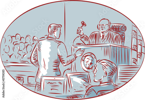 Judge Defendant Courtroom Etching