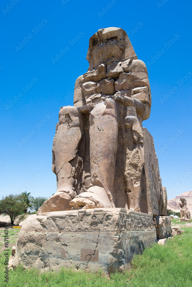 Egypt. Luxor. The Colossi of Memnon - two massive stone statues