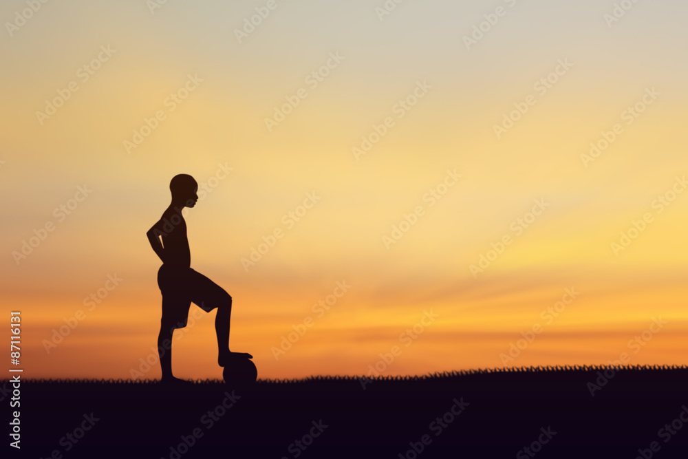 Silhouette of children playing soccer background sunset. Silhouette of children playing soccer background sunset.