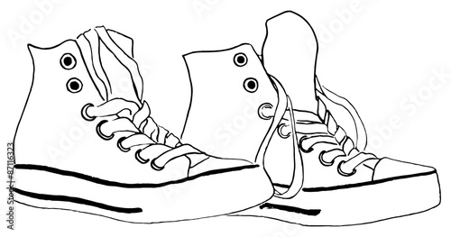 Wallpaper Mural Black and white monochrome sneakers pair shoes vector isolated Torontodigital.ca