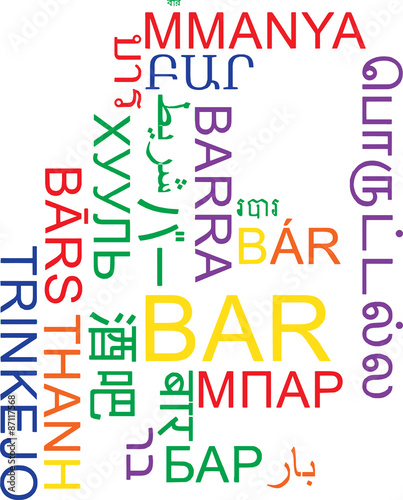 Bar multilanguage wordcloud background concept