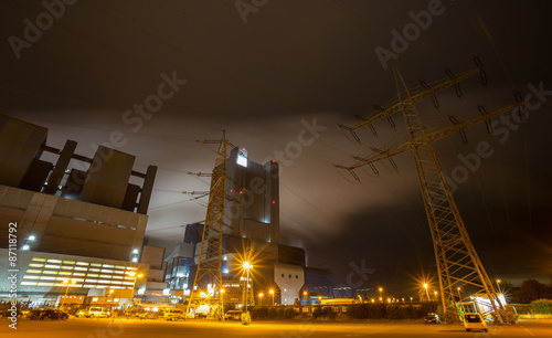 coal power plant in the night