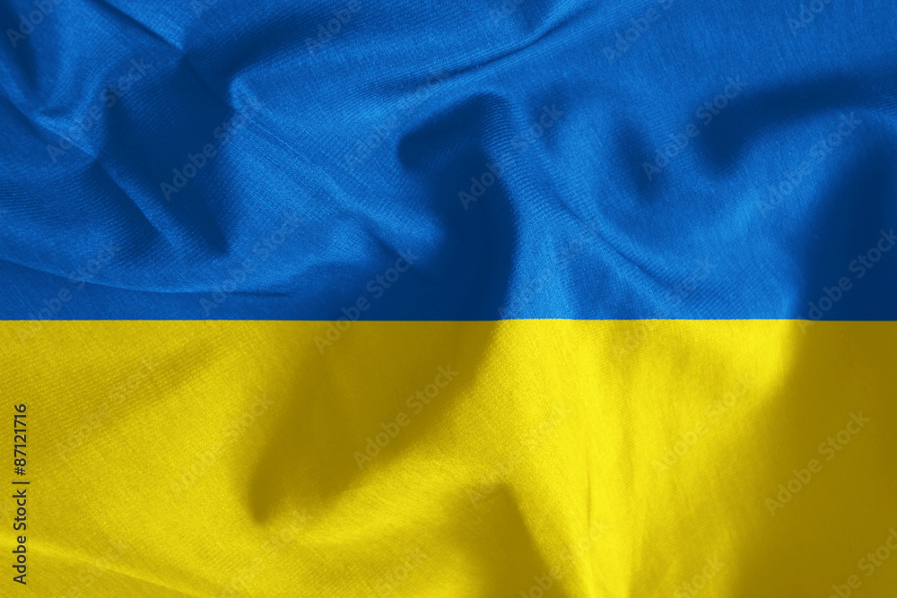 Waving Ukraine fabric Flag Waving Ukraine fabric Flag