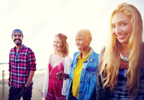 Friendship Bonding Relaxation Summer Beach Happiness Concept