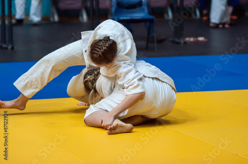 Girls compete in Judo