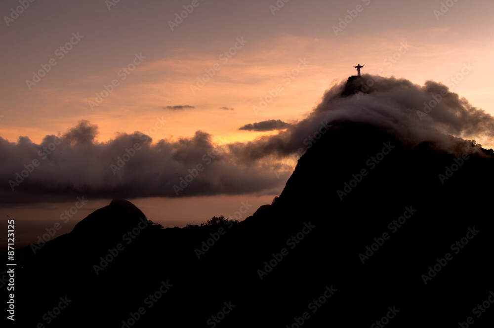 Silhouette of Corcovado Mountain with Christ the Redeemer