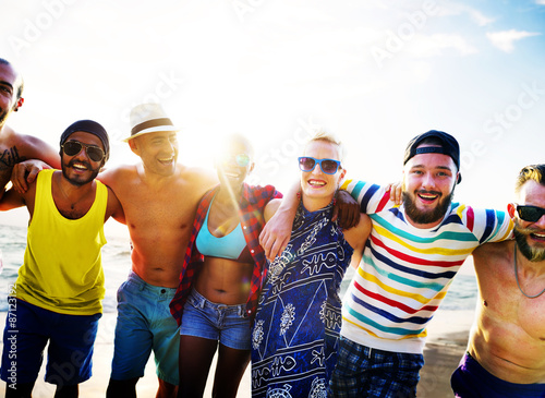Diverse People Friends Fun Bonding Beach Summer Concept