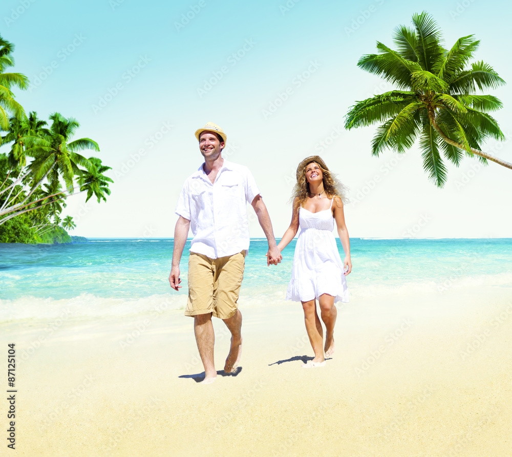 Honeymoon Couple Summer Beach Dating Concept Honeymoon Couple Summer Beach Dating Concept