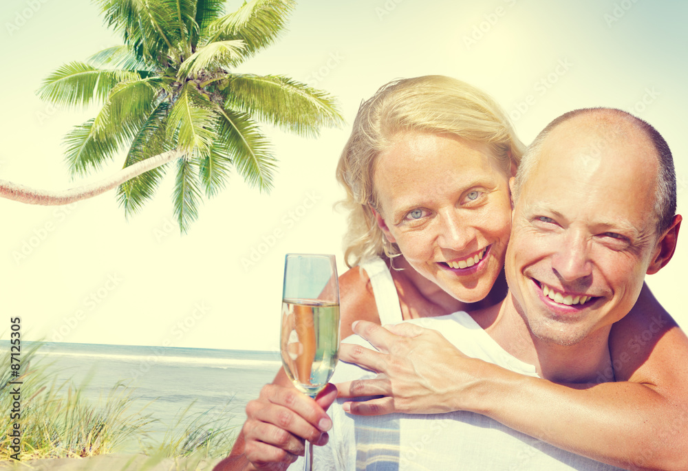 Honeymoon Couple Summer Beach Dating Concept