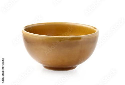 Empty brown bowl isolated on white background