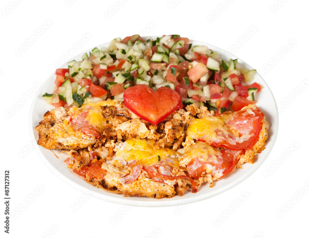 food on a plate. Isolated over white background with clipping pa food on a plate. Isolated over white background with clipping pa