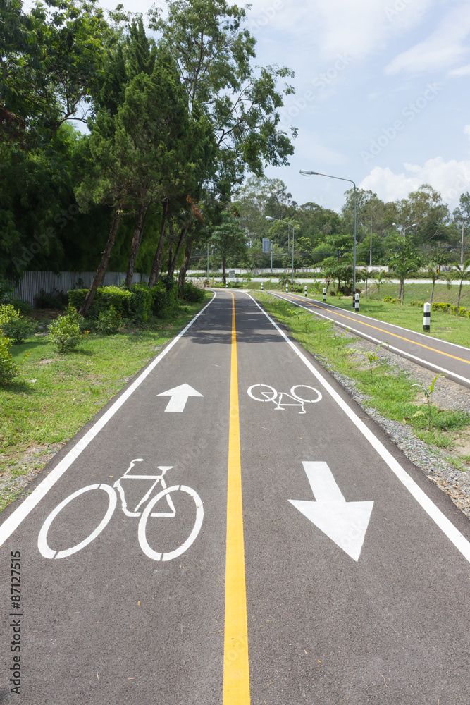 Obraz premium Bicycle symbol on bicycle lane