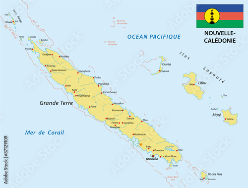 new caledonia map with flag photo