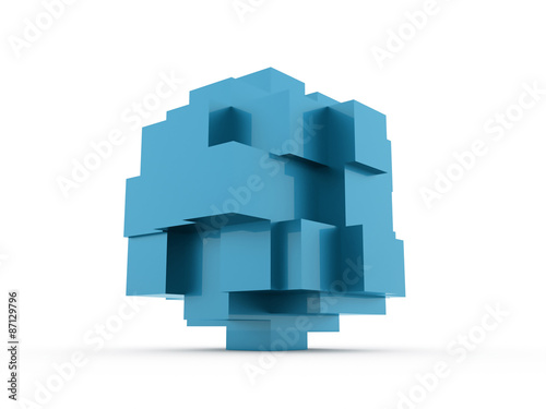 Blue cubes icon concept rendered