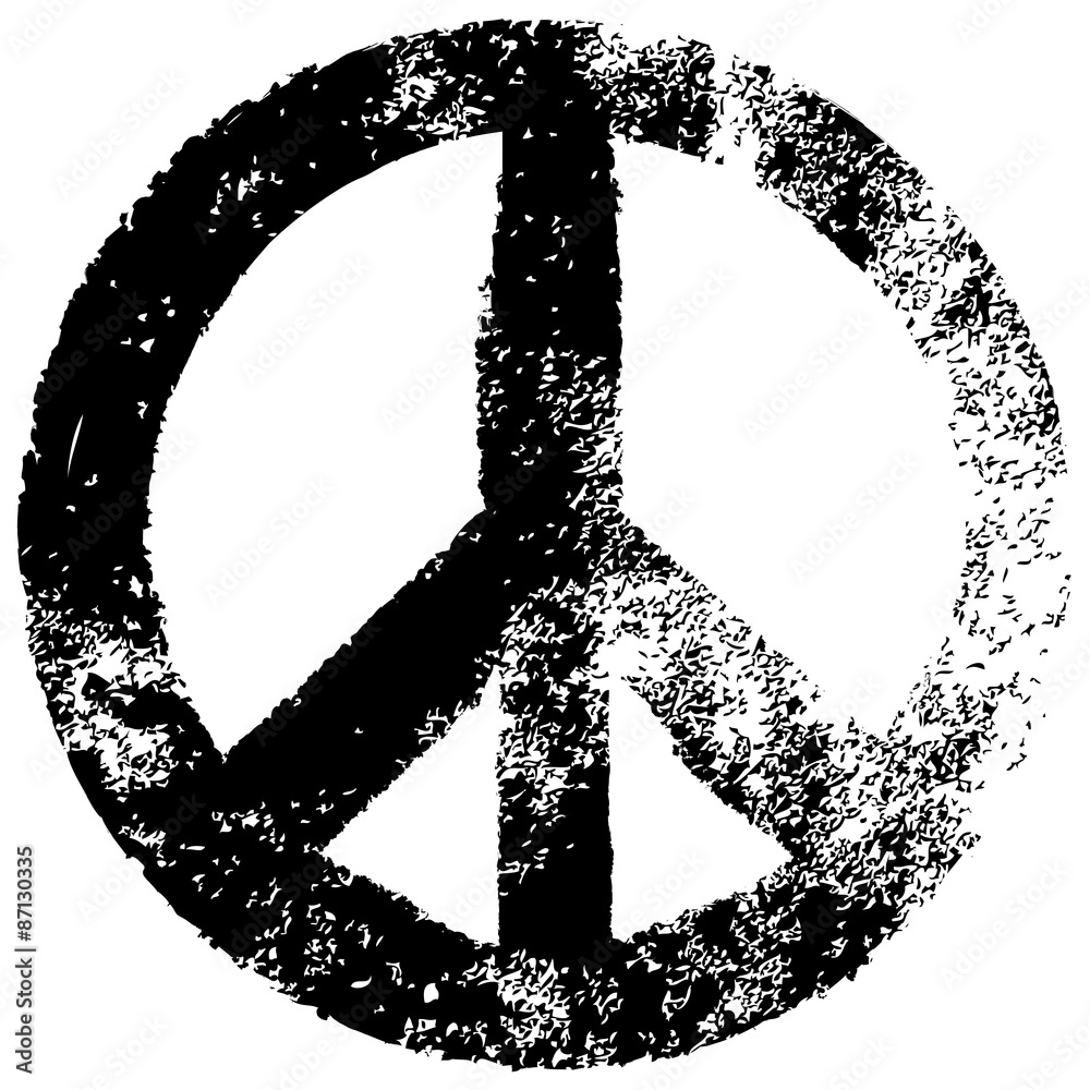 Friedenszeichen, schwarz-weiß, Vektor, Grunge, freigestellt