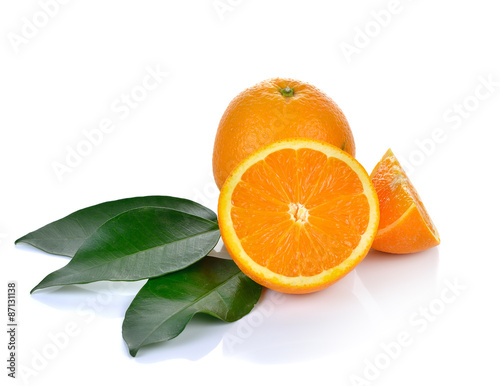 Fresh  orange  on white  background