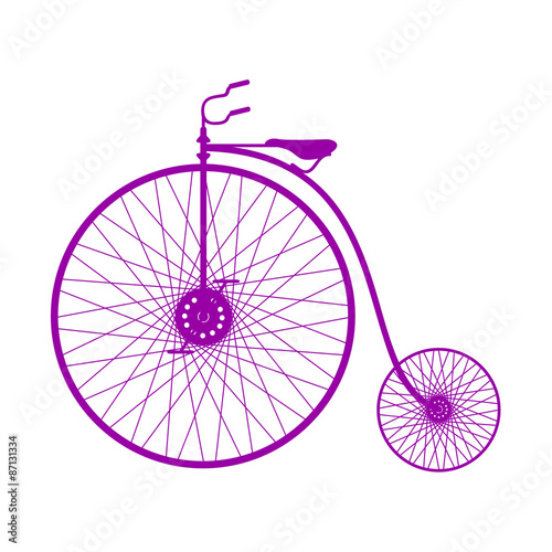 Silhouette of vintage bicycle in purple design 