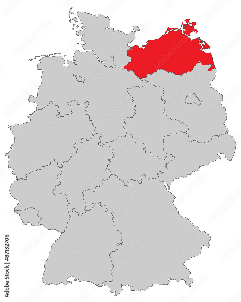 Mecklenburg-Vorpommern in Deutschland - Vektor