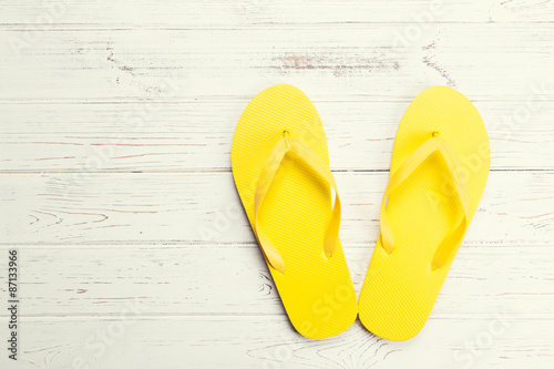 Yellow flip-flops