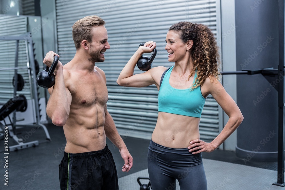 Naklejka premium A muscular couple discussing together