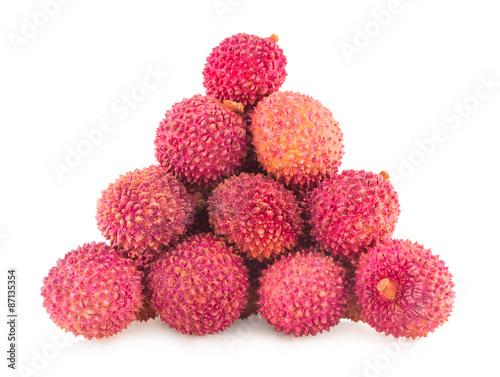 ripe lychee isolated on white background