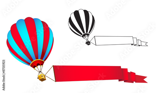 Logo template, the flying balloon with a banner, flag