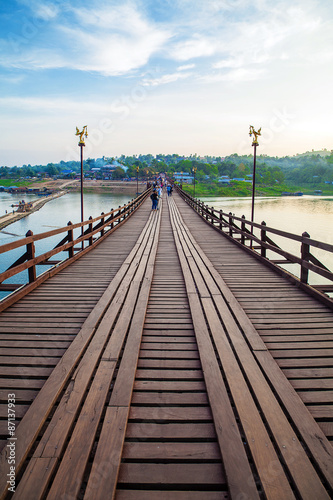 The old wooden bridge in Sangklaburi © sanchairat