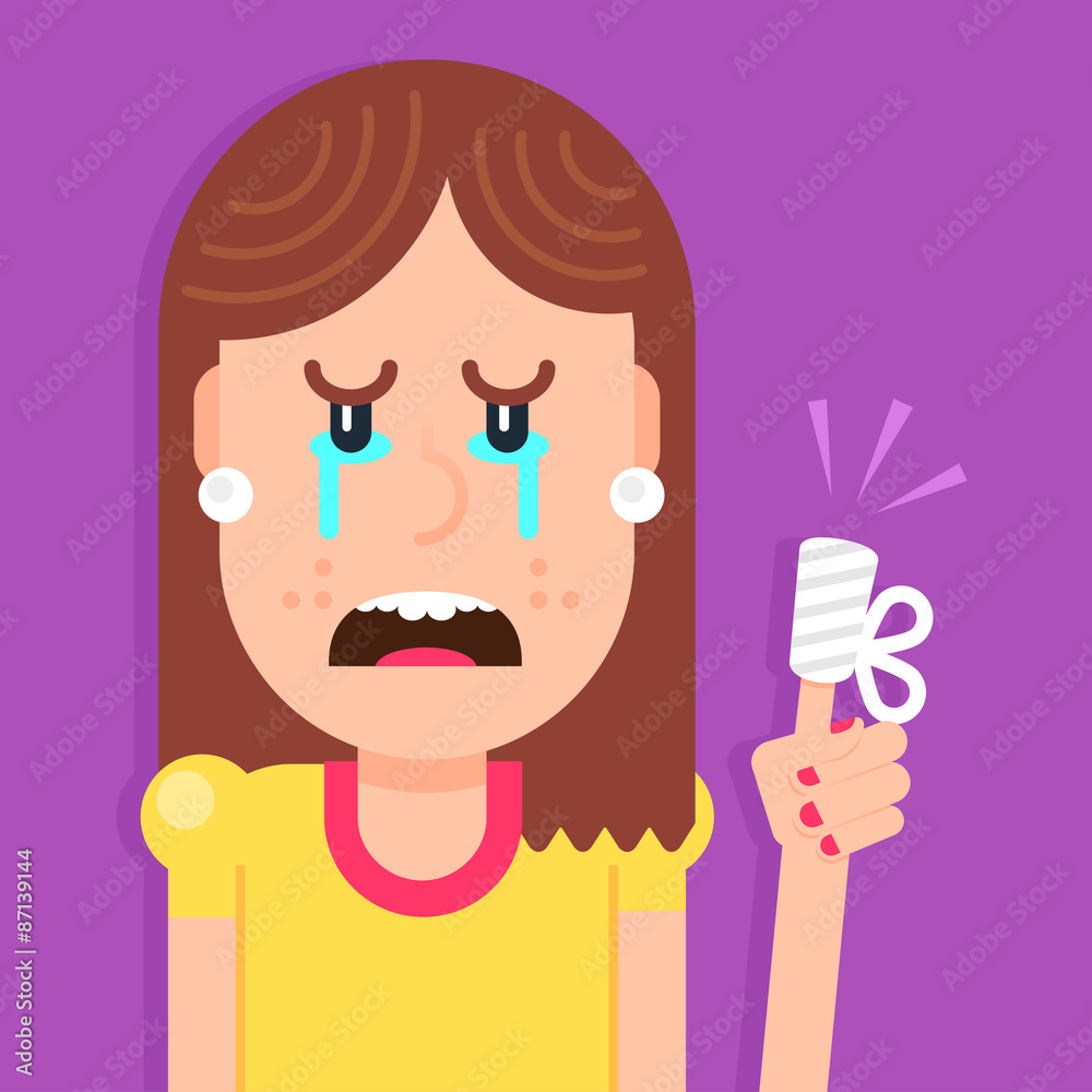 Crying girl with the hint big finger. Crying girl with the hint big finger.
