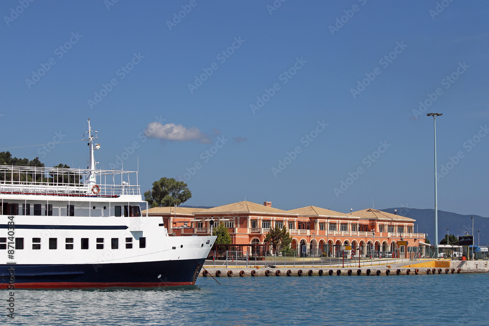 port and ship Corfu town Greece