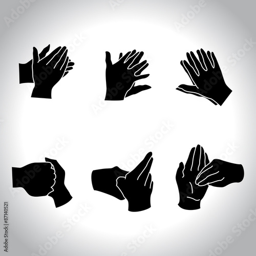 Hands positions for washing procedure, vector illustration