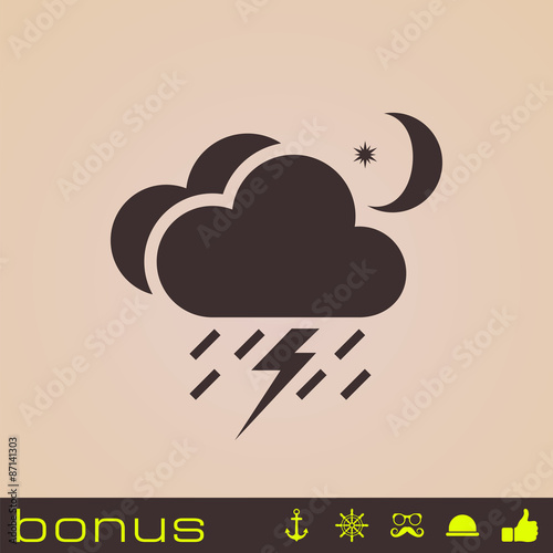 lightning rain cloud moon meteo icon