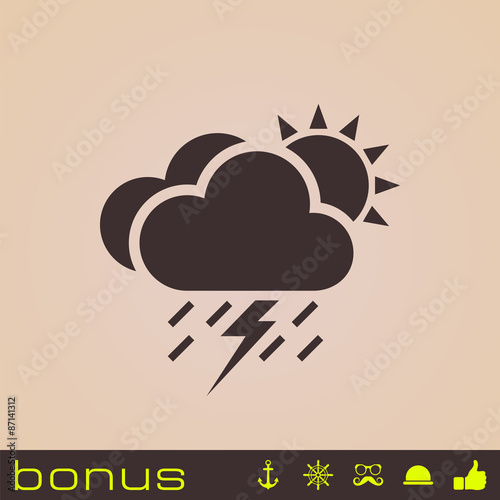 lightning rain cloud sun meteo icon